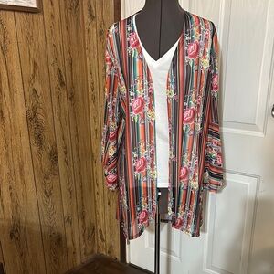 Floral Striped Open Cardigan